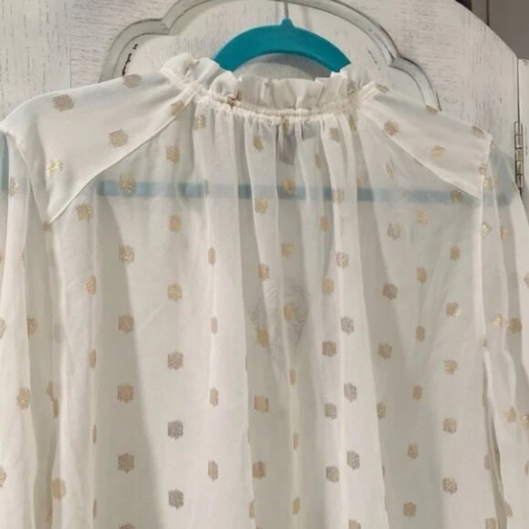 Palette White & Gold Polka Dot Sheer Blouse - Size XL - Picture 8 of 8